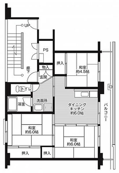 ビレッジハウス吉井II2号棟 203｜福岡県うきは市吉井町(賃貸マンション3DK・2階・53.08㎡)の写真 その2