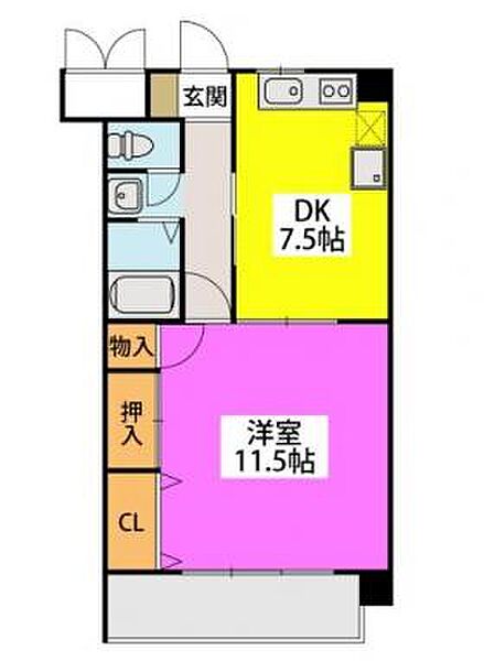 福岡県久留米市東櫛原町(賃貸マンション1LDK・1階・44.79㎡)の写真 その2