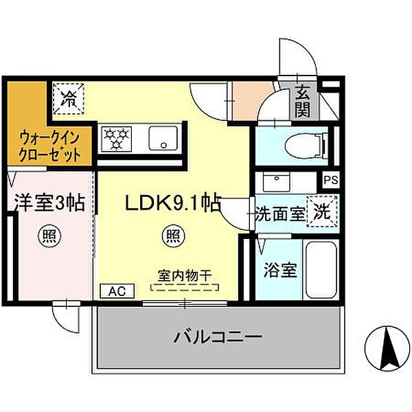 Augusta（オーガスタ） 308｜福岡県久留米市津福本町(賃貸アパート1LDK・3階・31.43㎡)の写真 その2