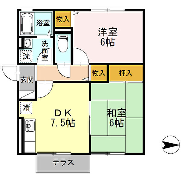 アネックスM 201｜福岡県うきは市浮羽町東隈上(賃貸アパート2DK・2階・46.97㎡)の写真 その2
