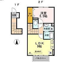 福岡県久留米市津福本町2012-1（賃貸アパート1LDK・2階・42.38㎡） その2