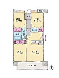 Y'sエステムコート安里国際通り 3LDKの間取図画像