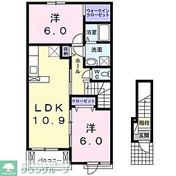 グランソレイユウエスト 2LDKの間取図画像