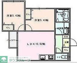 Sacrament Zushi 2LDKの間取図画像