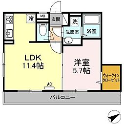サンクエトワール磯子 1LDKの間取図画像