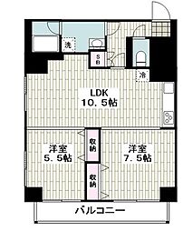 コスモ磯子パークサイド 2LDKの間取図画像