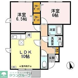 サニーグレイス 2LDKの間取図画像