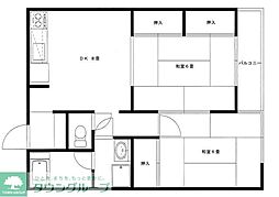 ミスエルマール中央 2DKの間取図画像