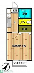 プレジールN 1Kの間取図画像