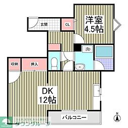 鎌倉ピュアハイム 1LDKの間取図画像