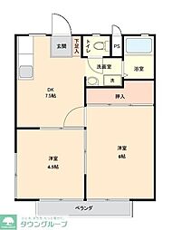 グリーンヒル 2DKの間取図画像
