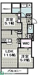 ヴォ-ヌン谷戸山 2LDKの間取図画像