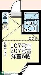 ユナイト上町ヘルマンミュラー ワンルームの間取図画像