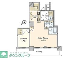 ザ・タワー横浜北仲 1LDKの間取図画像