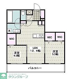 グリーンイースト 2LDKの間取図画像