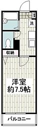 ヴィラレンガ坂 1Kの間取図画像