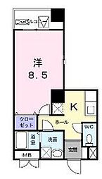 アヴニール山手 1Kの間取図画像