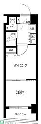 クリオ神奈川新町弐番館 1DKの間取図画像