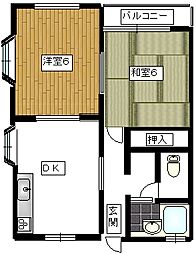 モンシェリー湖秀 2DKの間取図画像
