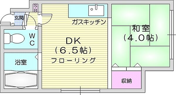 ハイツ24 ｜北海道札幌市北区北二十四条西15丁目(賃貸アパート1DK・2階・23.00㎡)の写真 その2