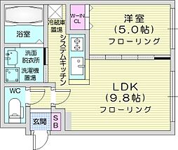 ノーチェ 4階1LDKの間取り