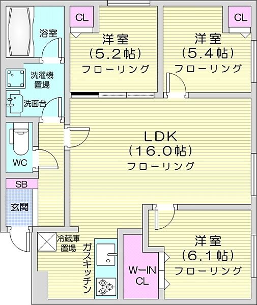 北海道札幌市東区北二十条東9丁目(賃貸マンション3LDK・3階・71.06㎡)の写真 その2