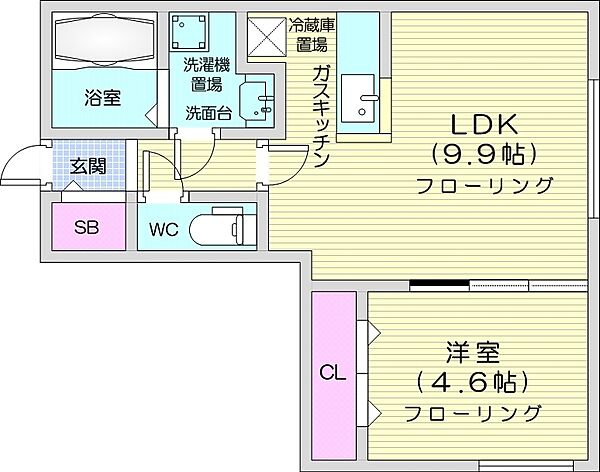 F・ASAHI　S7W17 ｜北海道札幌市中央区南七条西17丁目(賃貸マンション1LDK・3階・34.02㎡)の写真 その2