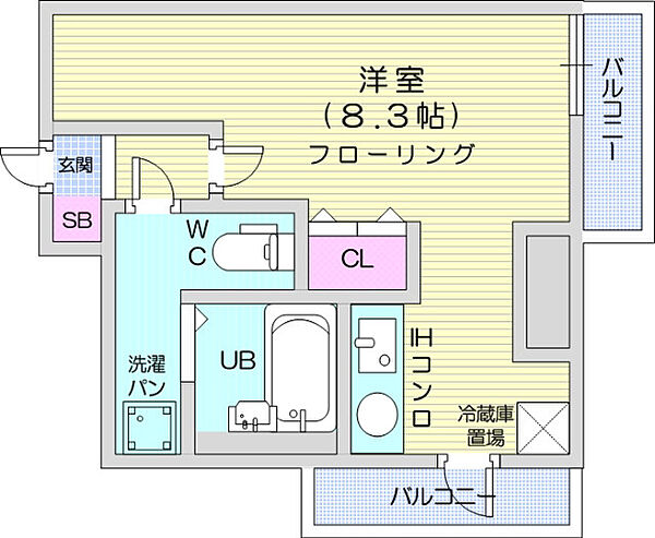 アストリア北大前 ｜北海道札幌市北区北二十条西4丁目(賃貸マンション1R・7階・21.09㎡)の写真 その2