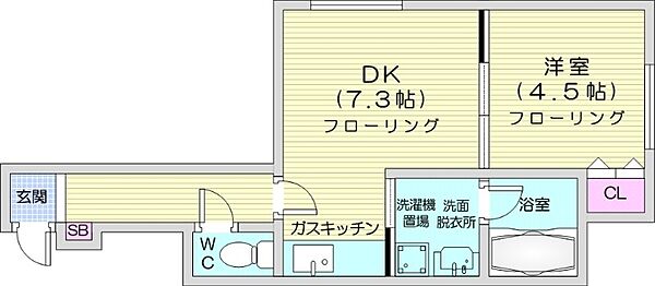 フォーシーズン大通1 ｜北海道札幌市中央区大通東8丁目(賃貸アパート1DK・2階・30.70㎡)の写真 その2