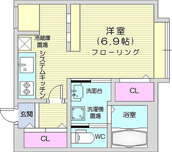 ドゥ・ヴィルヌーブ ｜北海道札幌市中央区南五条西11丁目(賃貸マンション1K・2階・19.78㎡)の写真 その2