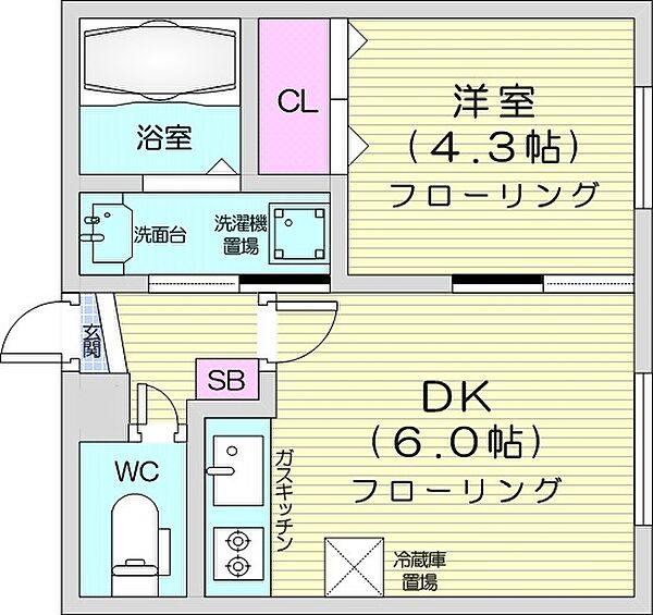 ルーチェ ｜北海道札幌市中央区南四条西14丁目(賃貸アパート1DK・4階・26.92㎡)の写真 その2