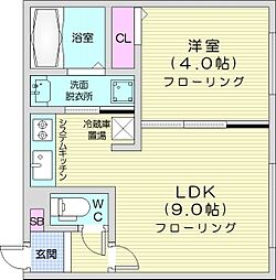 ラフィーネ南郷通 4階1LDKの間取り