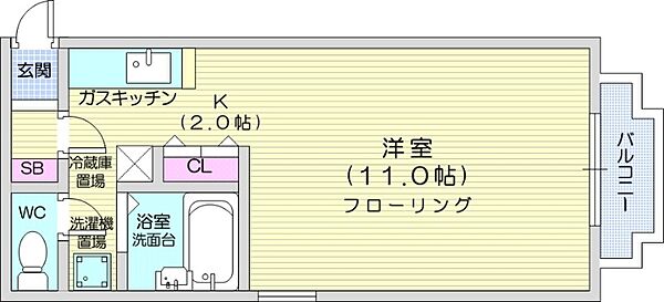 ルーベンクラッセ ｜北海道札幌市北区北二十六条西6丁目(賃貸マンション1K・2階・25.70㎡)の写真 その2