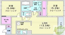 LAPEACE菊水 2LDKの間取図画像