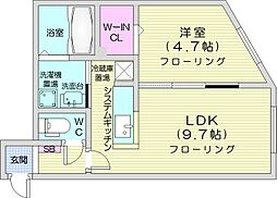 札幌市営南北線 麻生駅 徒歩6分の賃貸マンション 4階1LDKの間取り