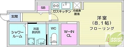 間取り：1K、都市ガス、エアコン、ガス暖房、ネット無料