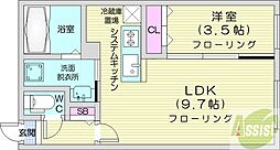 La・isola月寒 4階1LDKの間取り