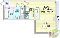 PRIMEURBAN札幌リバーフロント 1LDKの間取図画像
