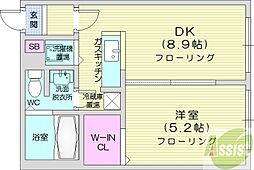 ブランノワールDECO 4階1LDKの間取り