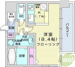 クレジデンス札幌・南4条 6階1Kの間取り