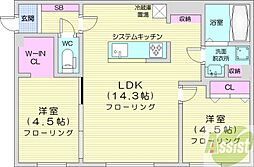 仮)アーバス南円山 2LDKの間取図画像