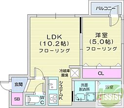 モルティーニ宮の森 1LDKの間取図画像
