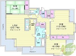 ライフプラザ北2条 5階3LDKの間取り