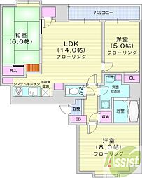 第2九条シャトー桂和 8階3LDKの間取り