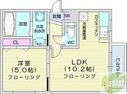 GlycineL・A 3階1LDKの間取り