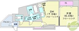 コートロティ大通 1DKの間取図画像