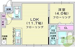 パークレジデンス円山北 5階1LDKの間取り