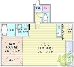 札幌市東区北十四条東8丁目マンション 1LDKの間取図画像