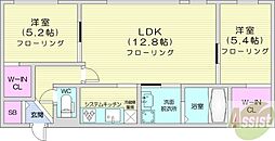 ブルーイング大通東 4階2LDKの間取り