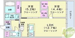 札幌市中央区南五条西11丁目マンション 2LDKの間取図画像